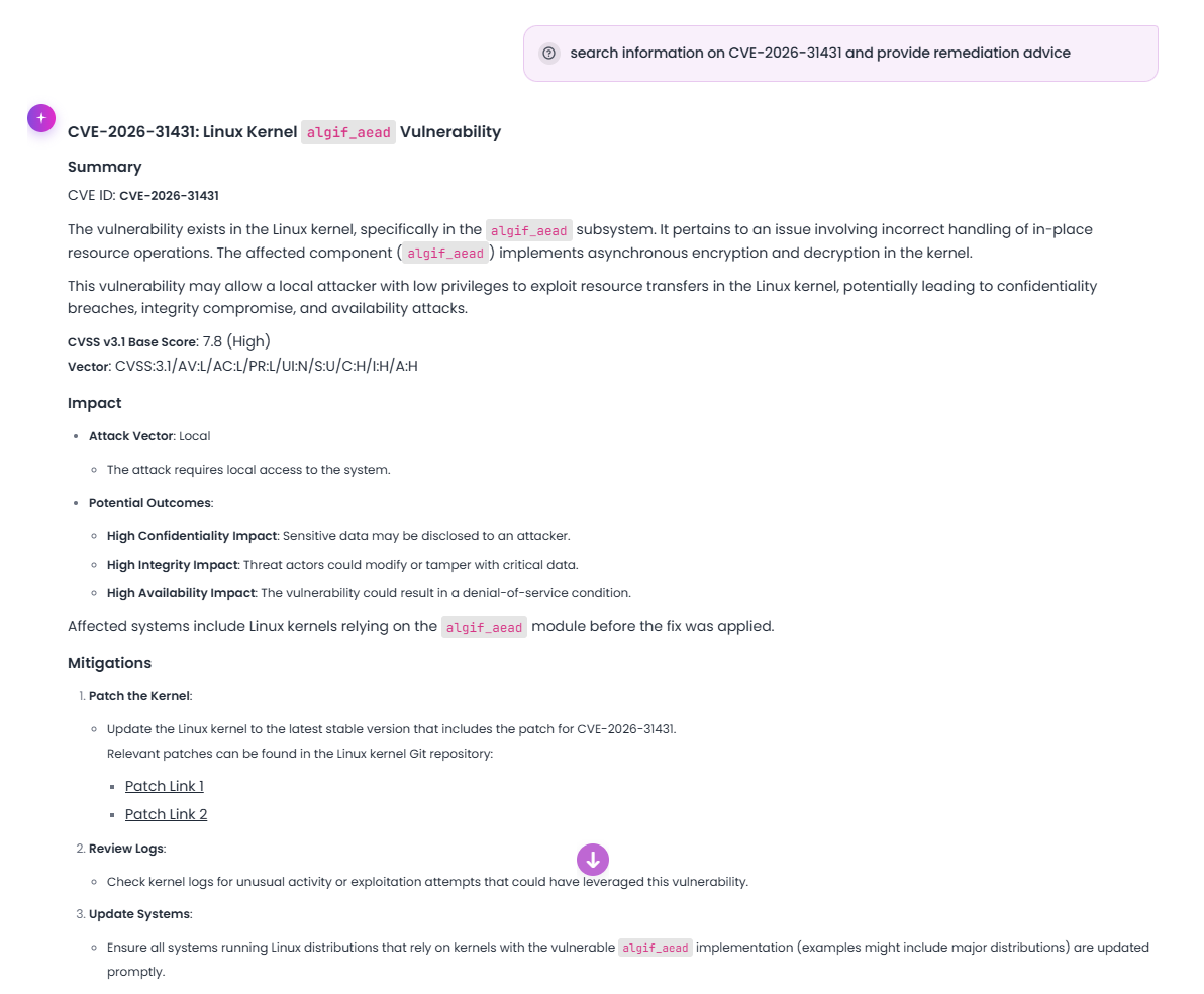 CVE search example
