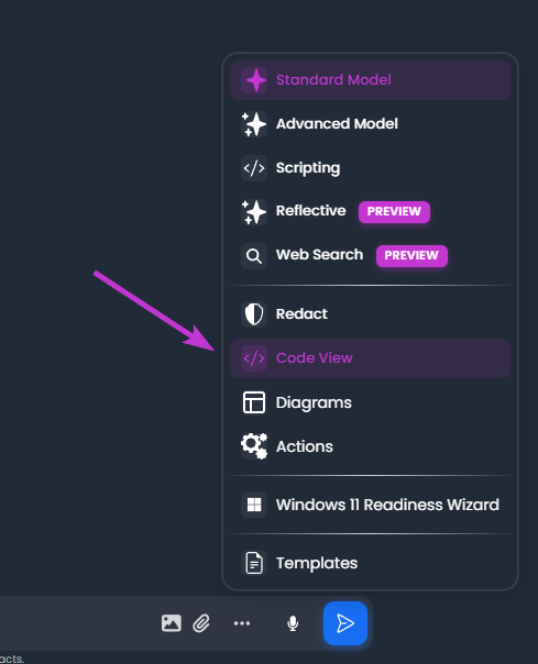 Code view option