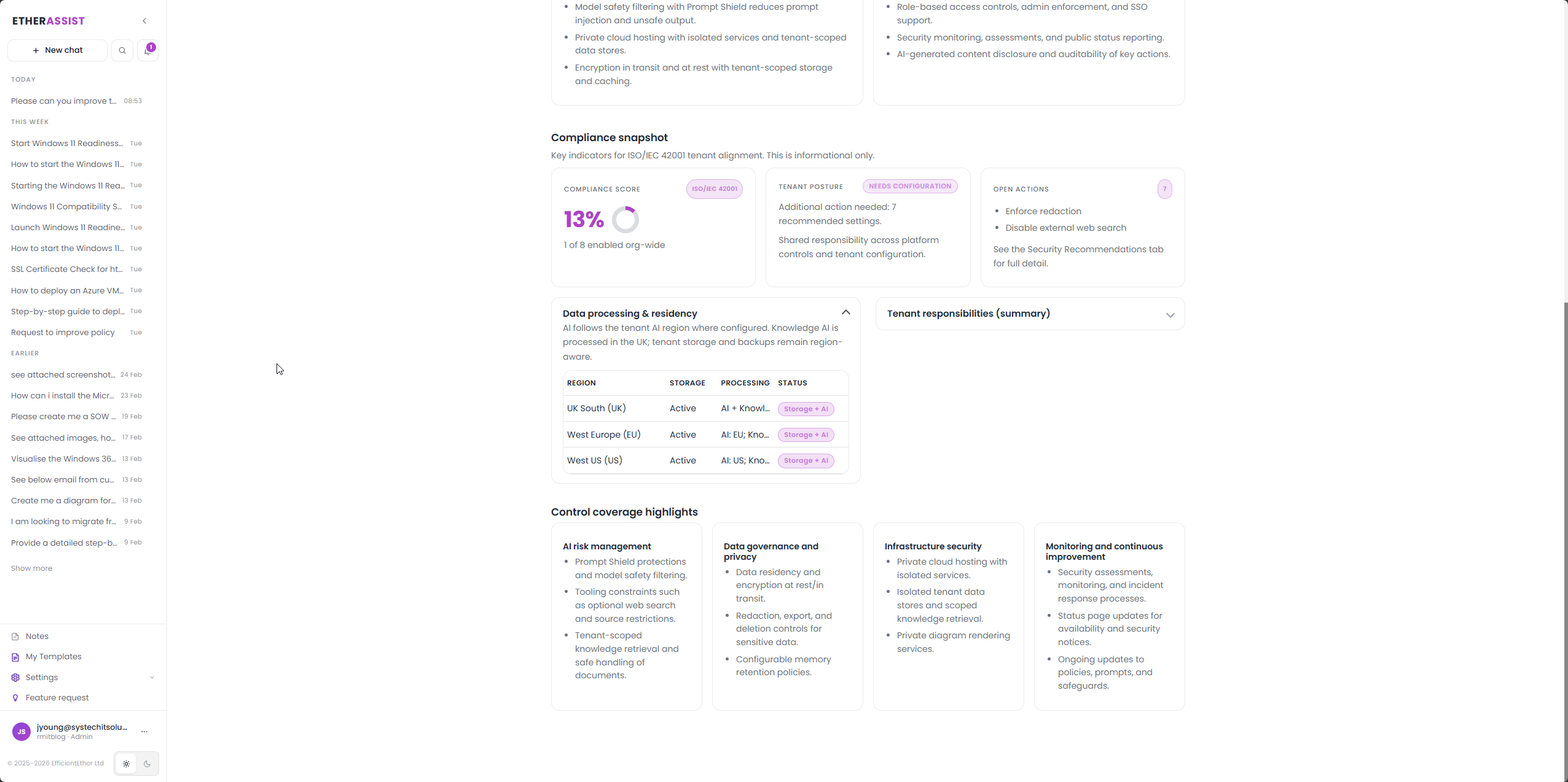 ISO 42001 assurance detail view