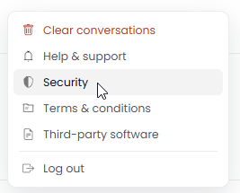 Security section button in EtherAssist