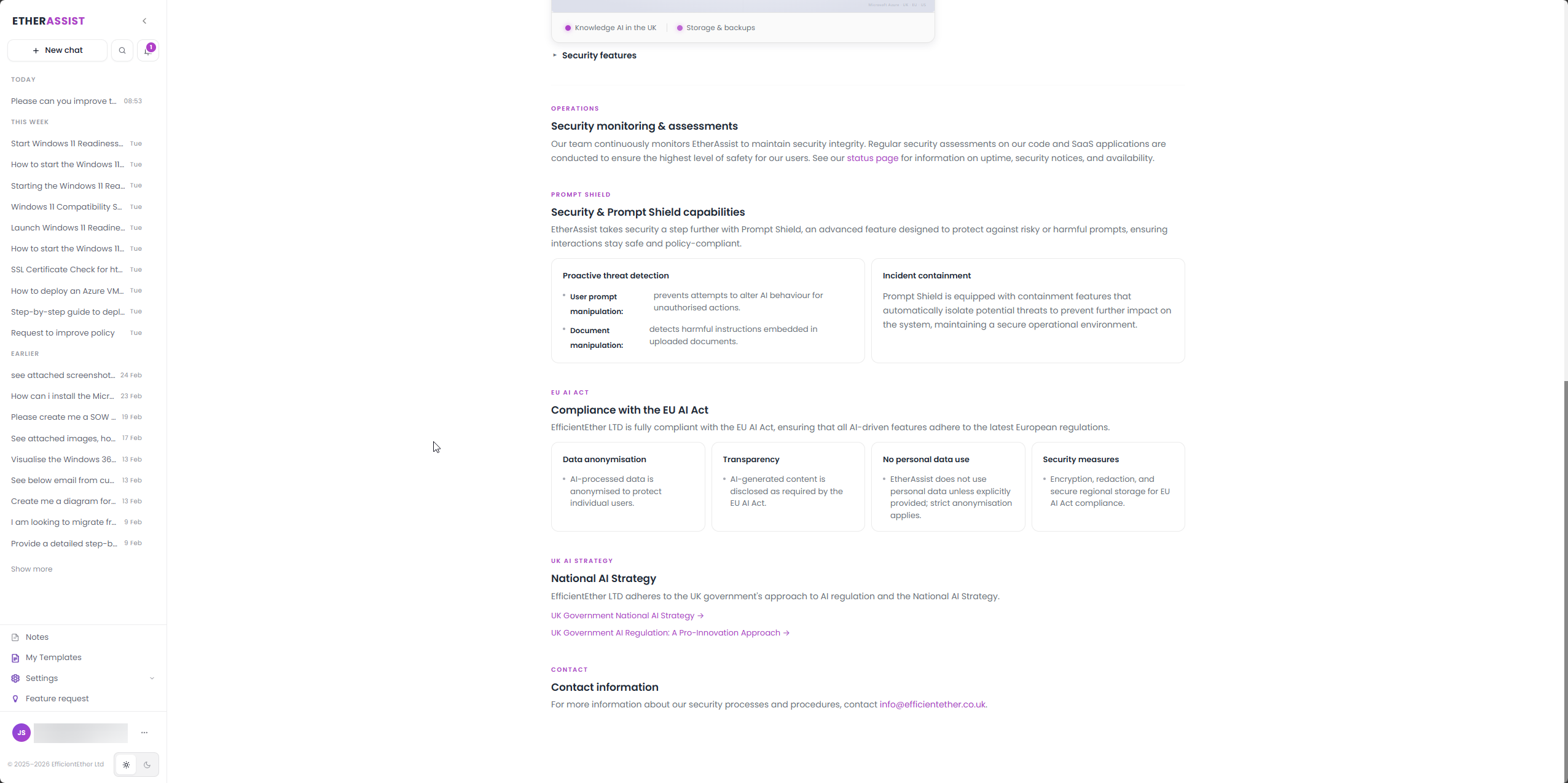 Security and compliance overview details