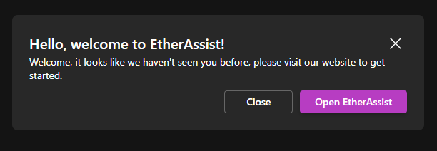 EtherAssist browser extension setup