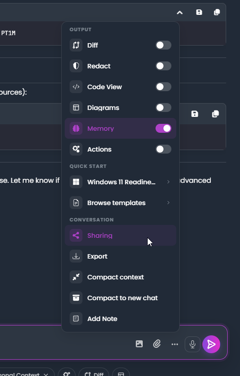 Share menu button location
