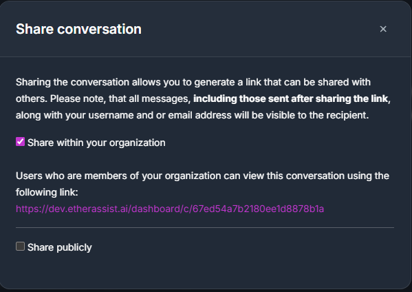 Share a conversation with your organisation
