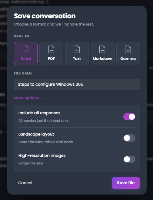Windows 11 report export example