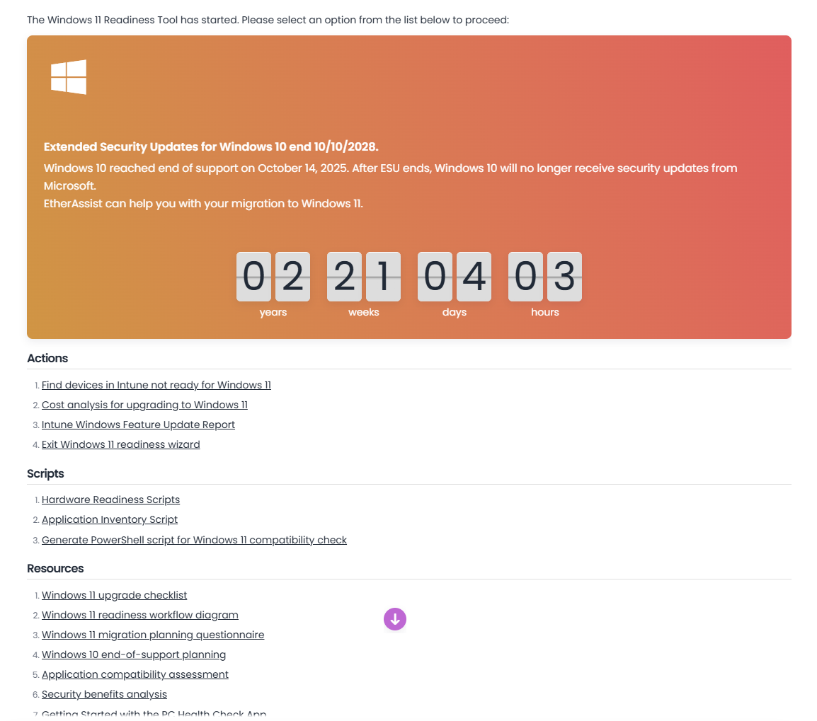 Windows 11 Readiness Tool main menu