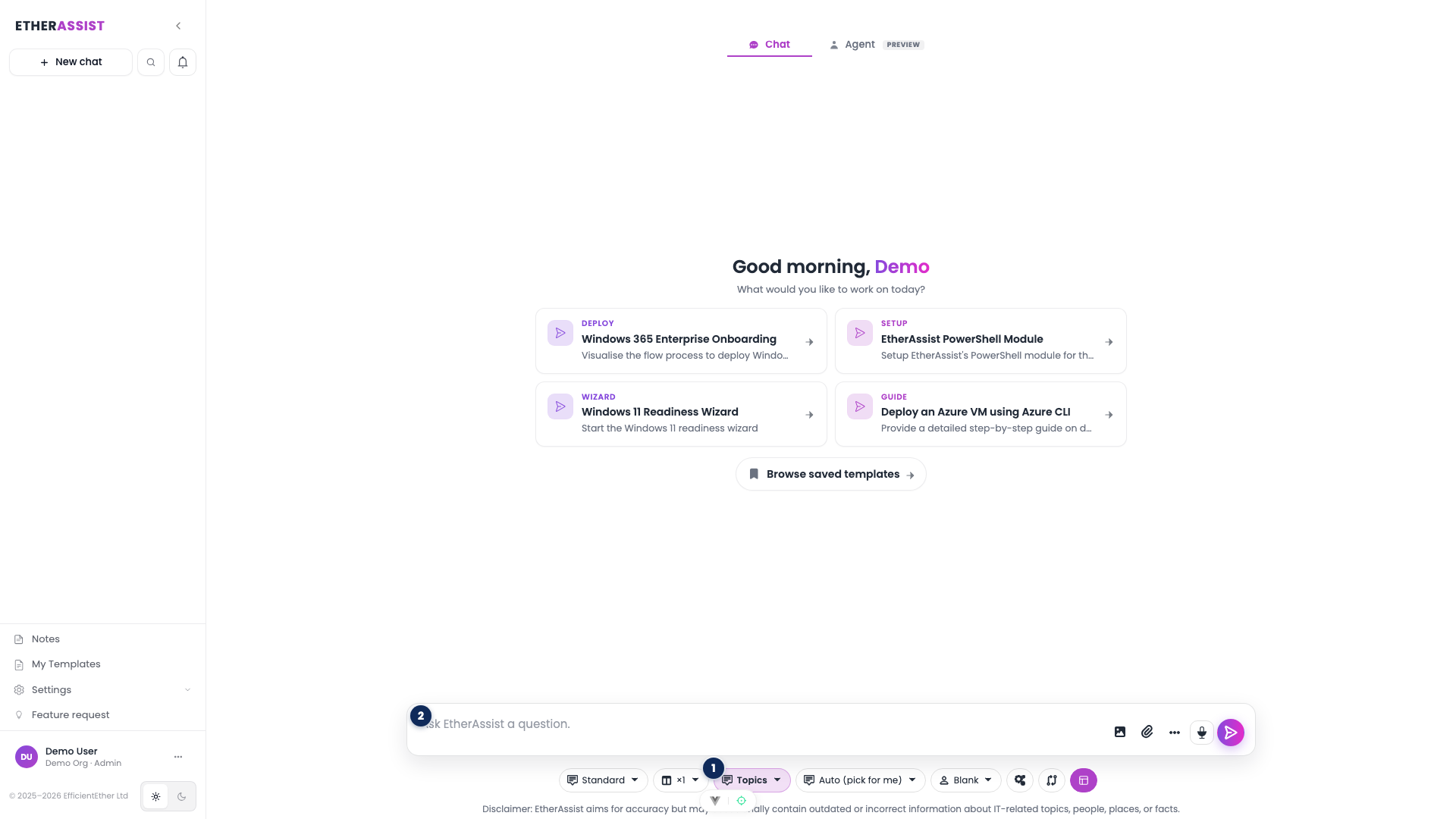 Annotated chat composer showing assistant mode chip and composer textarea